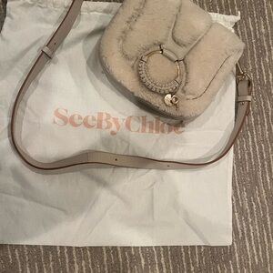 See By Chloe Beige Crossbody Bag with Gold Accent